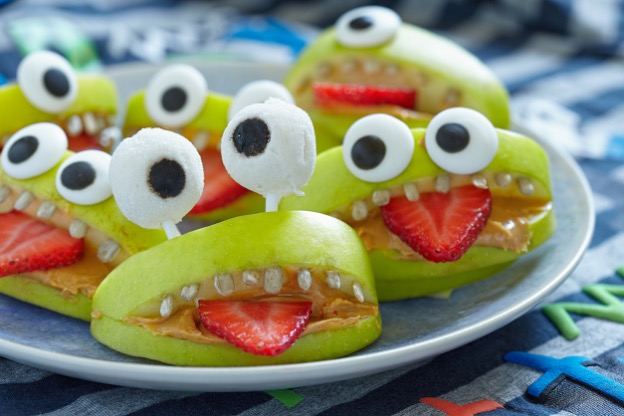 A plate of food with eyes and mouth, Tips and Treat Ideas for Kids